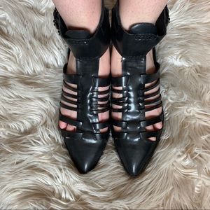 Black Leather Zara Pointed Toe Sandal